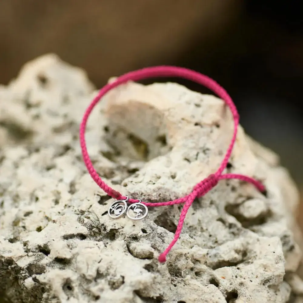 4Ocean Unisex Flamingo Braided Bracelet - Pink