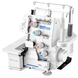 VEVOR Serger Overlock Sewing Machine, 1250 Stitches Per Minute, 3 and 4 Thread Capability, with LED Light and Strong Suction Feet, Heavy-Duty Metal Frame Sewing Machine for Various Fabrics, White, Led Lighting