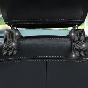 Elegant Rhinestone Car Hook, Hidden Storage Organizer, Creative Seat Back Hanger for Women, Fashionable Auto Accessories, Car Seat Decorative, Car Interior Accessories Girls