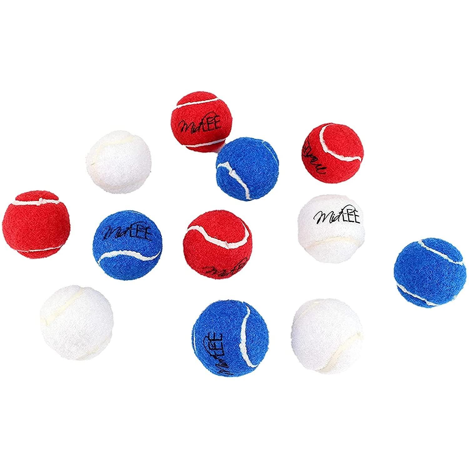 Midlee Red White & Blue Mini Dog Tennis Balls 12 Pack 1.5" Festive Fetch Toys for Small Dogs & Puppies 4th of July Celebrations
