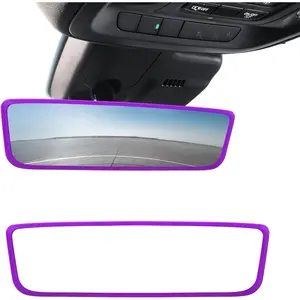 Car Rear View Mirror Protector Frame, Silicone Rearview Mirror Edge Protective Cover, Automotive Mirrors Trim Frame Decoration Compatible with Model 3 Y X S Semi 2014-2024 (Purple)