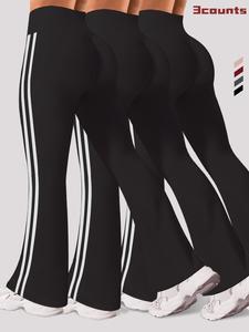 women's side stripe high waist sports flare leg leggings, casual comfy breathable bell bottom trousers for yoga gym workout running, ladies sportswear for all seasons, breathable athletic bottoms, athleisure fitness leggings