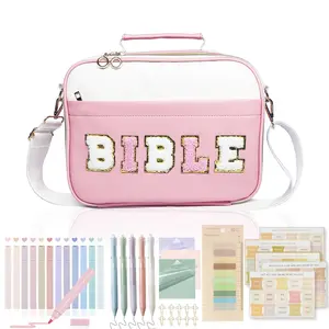 Women's Bible Cover Bag, Letter Shoulder Storage Bag, Stylish Crossbody Shoulder Bag, Fashion Portable Bible and Book Organizer, Labelled, Colorful Pens, Ideal Gift, Crossbody Bags