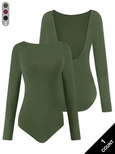 Women's long sleeved knitted solid color backless bodysuit sexy and stylish top for spring and autumn fashionable gift for autumn and winter Christmas suitable for layering at home or going out perfect for beach vacations and casual wear at home