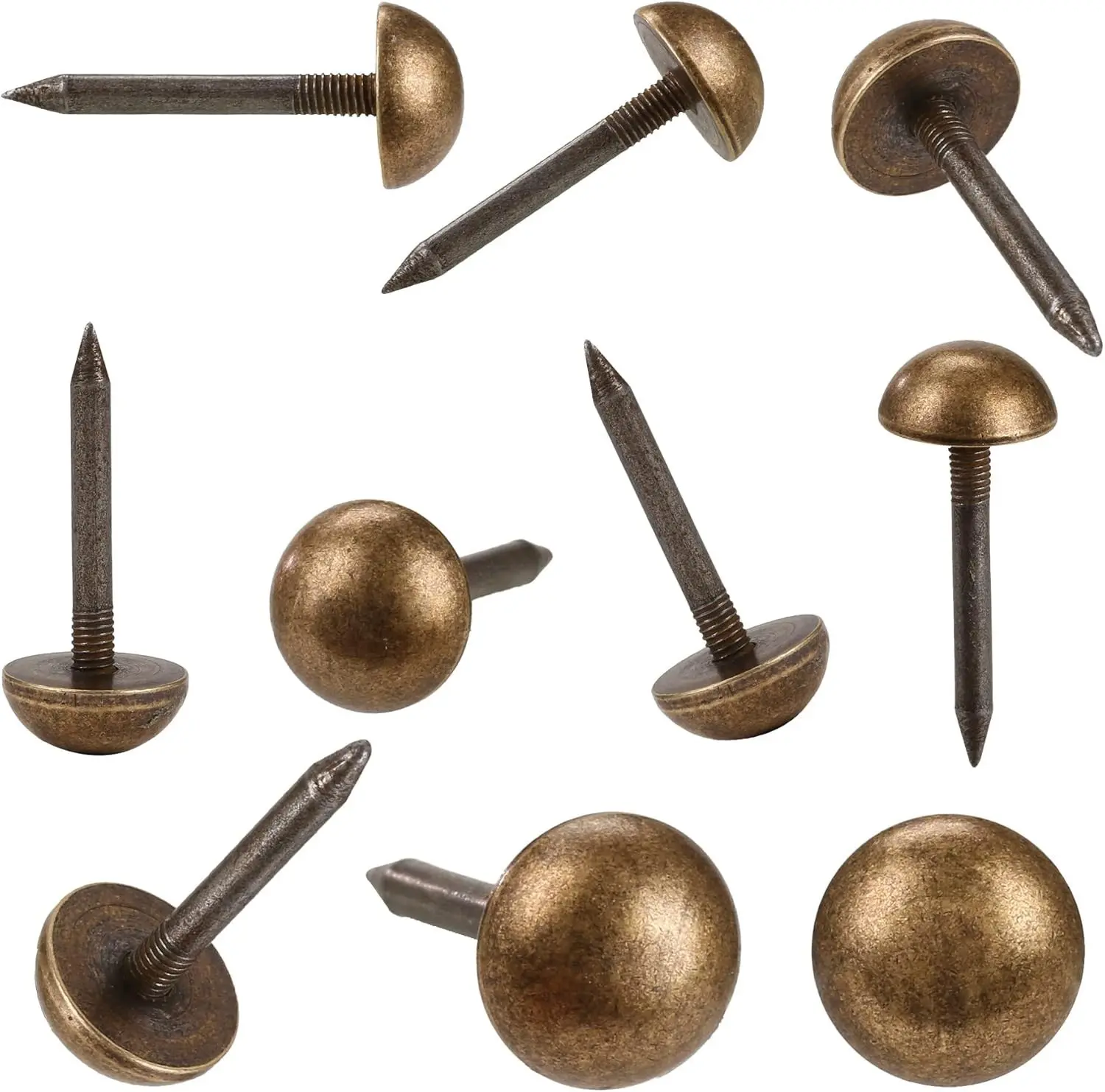 Solid Pure Brass Tacks as Antique Upholstery Tacks for Furniture, Decorative Push Pins for Wood,Carpet Tacks,Hardware Tacks,Wall Tacks,Thumb Tacks，Brass Fasteners(1/2",12mm Brozen Color,20 Pcs)
