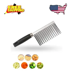 Multi-Function Wavy Cutting Tool, Crinkle Cutter Knife (Black Handle)