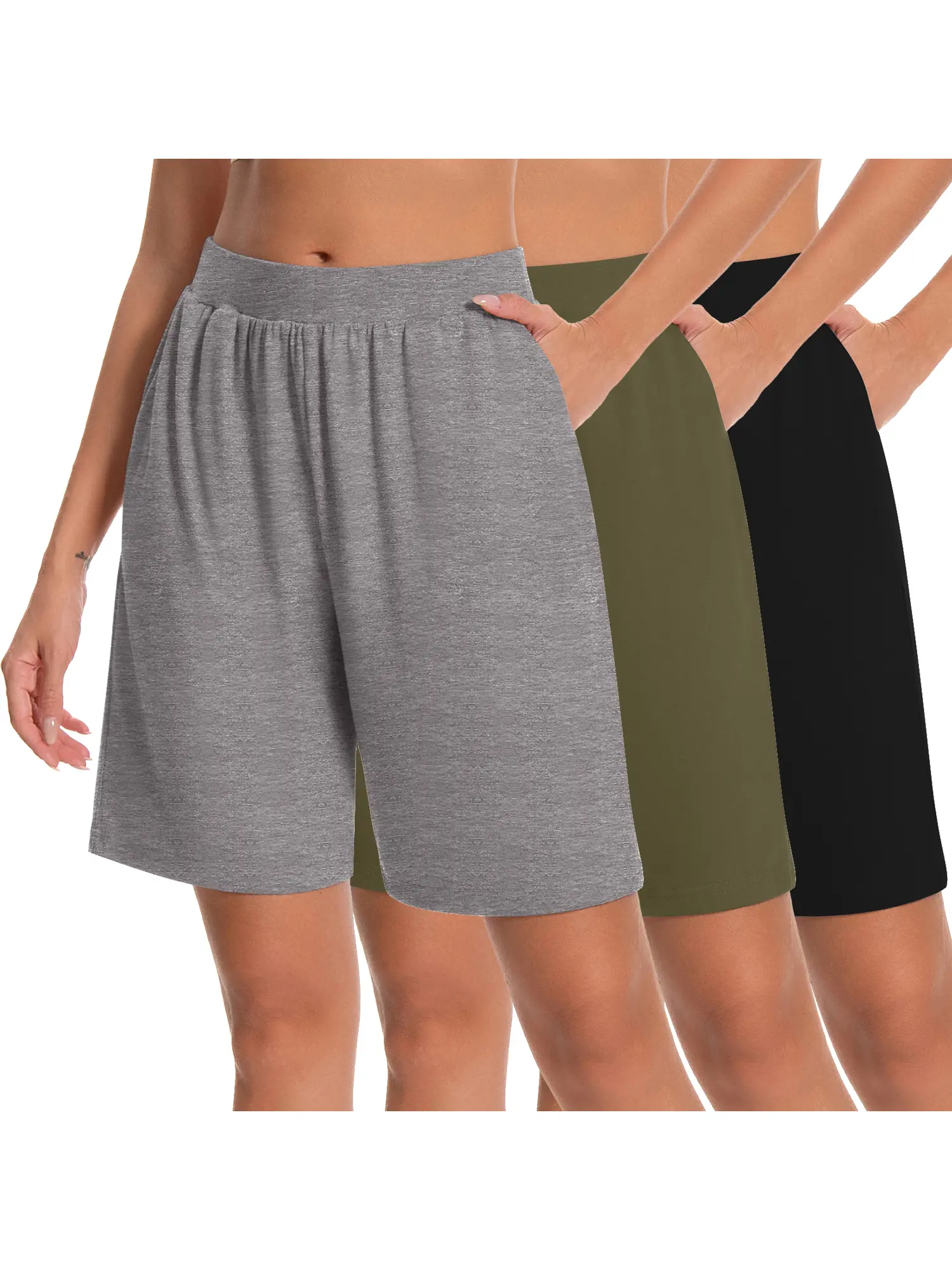 3PCS Women’s Bermuda Shorts Stretchy, Comfy, Summer Essentials Plus Size M–4XL