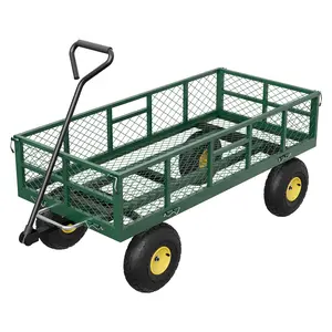 Heavy Duty Garden Dump Cart 900 LBS Utility Wagon with Removable Sidewalls, Quick Release Dumping, 180° Swivel Handle and 10 in Pneumatic Tires, Convertible Yard Cart Flatbed Wheelbarrow for Farm Lawn Backyard