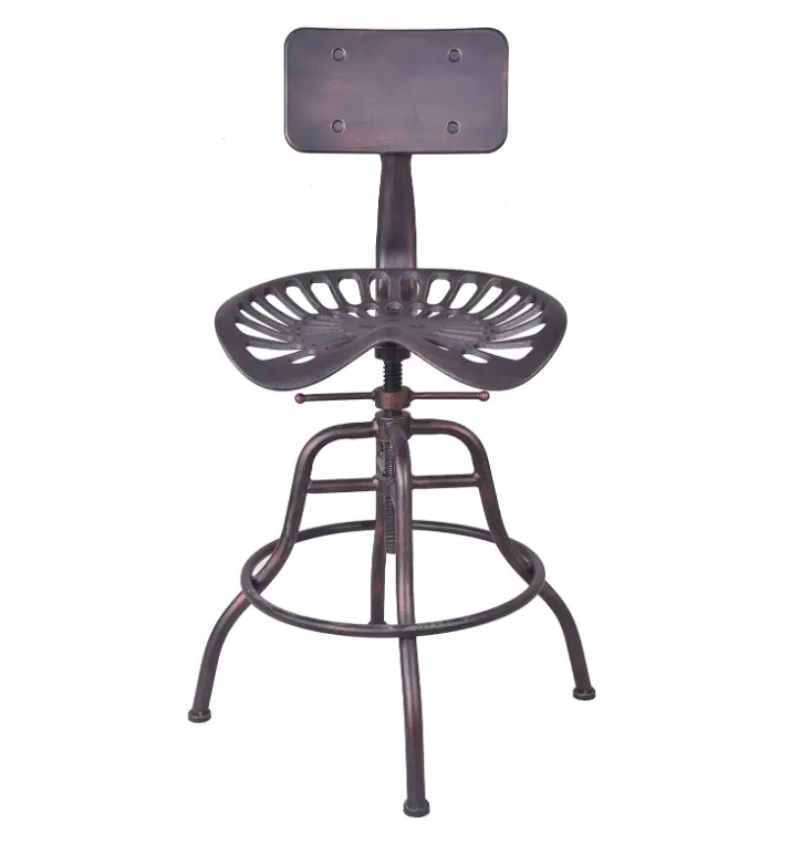 LOKKHAN Cast Iron Tractor Seat Bar Stool with Backrest-Adjustable Swivel Industrial Metal Design Vintage Bar Stool-Kitchen Counter Height-19.68-26 Inch Visit the LOKKHAN Store
