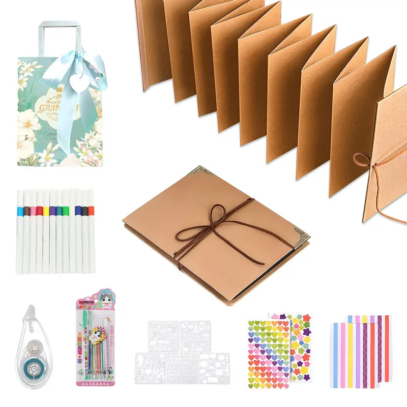 DIY Scrapbook Album (99+ in) - Stretchable Accordion-Fold Memory Book with DIY Scrapbooking Kit Accessories, Preserves Memories, for Weddings, Travel, Lovers, Friends, Graduation, Anniversary, Family