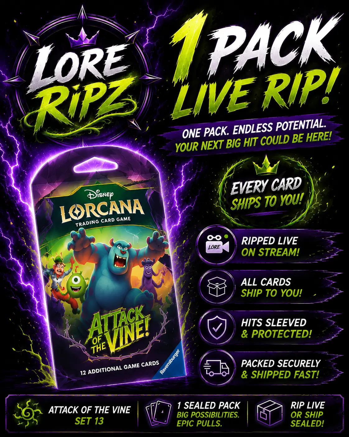 1 Pack of Disney Lorcana' Attack of the Vine!