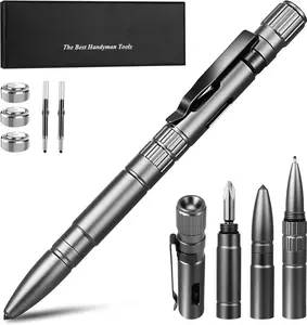 The Best Handyman Tools 5-in-1 Multitool Pen with LED Light Glass Breaker Whistle & Extra Ink Refills EDC Tool for Men Dads Husbands & Handymen