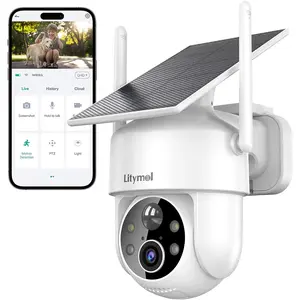 2K 360° View Security Cameras Wireless Outdoor, Solar Cameras for Home Security, Color/IR Illumination Night Vision, AI Detection, 2-Way Audio, Siren Alarm, SD/Cloud Storage, 2.4g WiFi