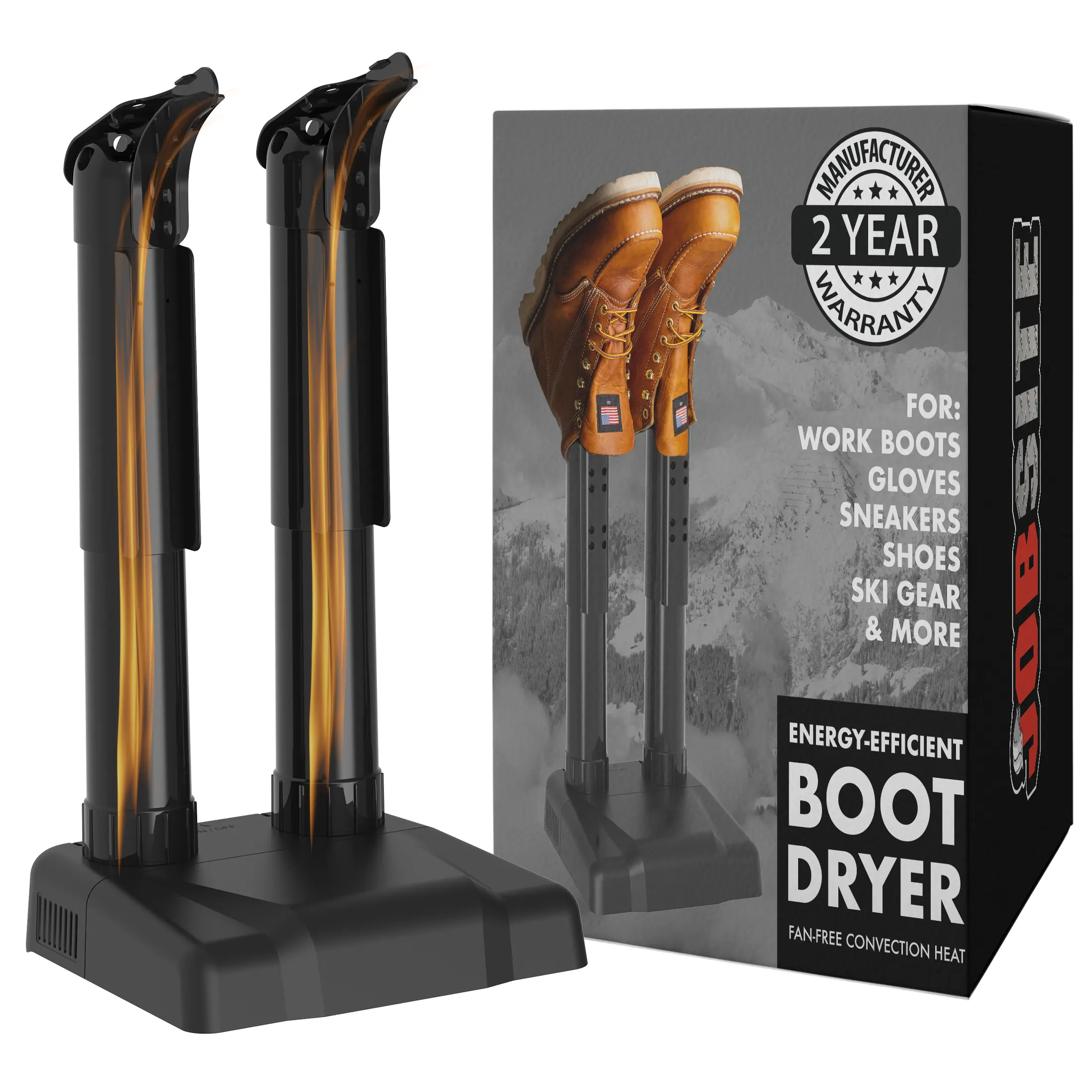 JobSite Boot Dryer - Silent Shoe Dryer & Warmer For Work Boots, Gloves & Shoes - Fanless Convection Dry - Helps Reduce Odor