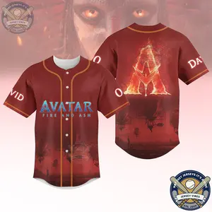 Personalized Fire & Ash Inspired Fantasy Baseball Jersey – Button-Up Unisex Jersey Shirt, Dark Sci-Fi Aesthetic Streetwear, Cosplay Fan Outfit, Unique Gift for Him