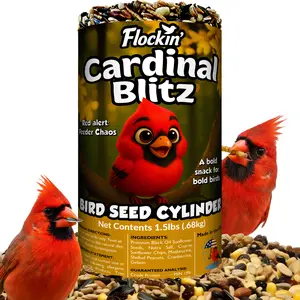 Cardinal Bird Seed Cylinders with Hole – Premium Cardinal Bird Seed Mix Curated for Cardinals & Also Loved by Blue Jays & Woodpeckers – Long Lasting, All Natural, No Fillers, USA Made (4" x 7.75")