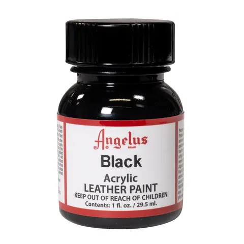 Angelus Black Acrylic Leather Paint Bottle - Water-Based Premium DIY Painting Supply, Water-Resistant Formula, for Custom Footwear & Leather Projects, Mixing Compatible (4 Oz., 16 oz, 32 oz Sizes)