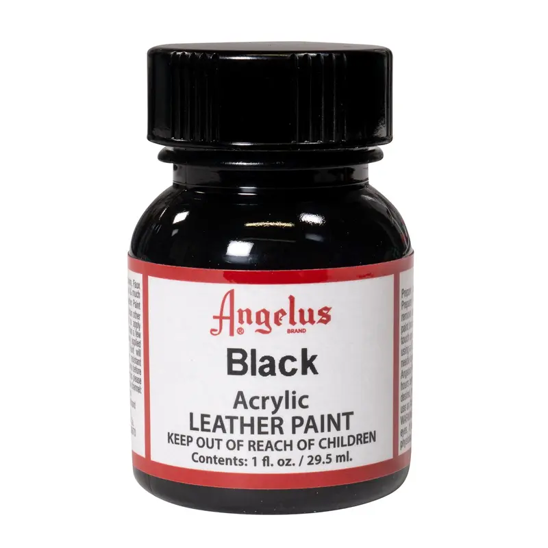 Angelus Black Acrylic Leather Paint Bottle - Water-Based Premium DIY Painting Supply, Water-Resistant Formula, for Custom Footwear & Leather Projects, Mixing Compatible (4 Oz., 16 oz, 32 oz Sizes)