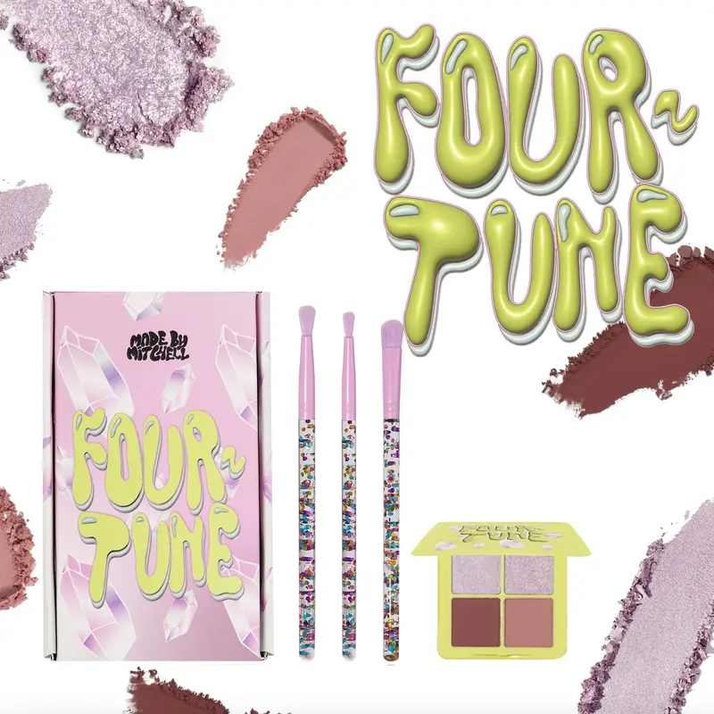 Drippin in Crystals Four Tune Makeup Palette Kit Set Bundle, Cosmetic Makeup Set, Glam Makeup Set, Beauty Sets, Made by Mitchell, Perfect for Enhancing Your Look with Glow, Ideal Gift Choice