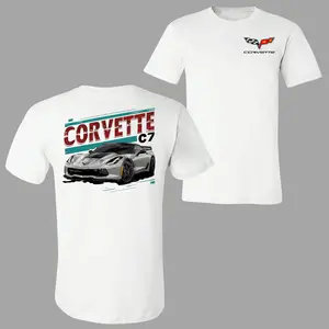 Corvette C7 T-Shirt, Classic Sports Car Graphic Tee 2 Sides with Corvette Logo and Bold Racing Design, Soft Cotton Blend Shirt, Automotive Lifestyle Apparel for Men & Women, Muscle Car Enthusiast Gift, Streetwear, 2000s Outfits, Graphic Tee