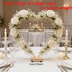 Metal Heart Wreath Display Stand Table Centerpiece for Anniversary Graduation DIY Home Decoration