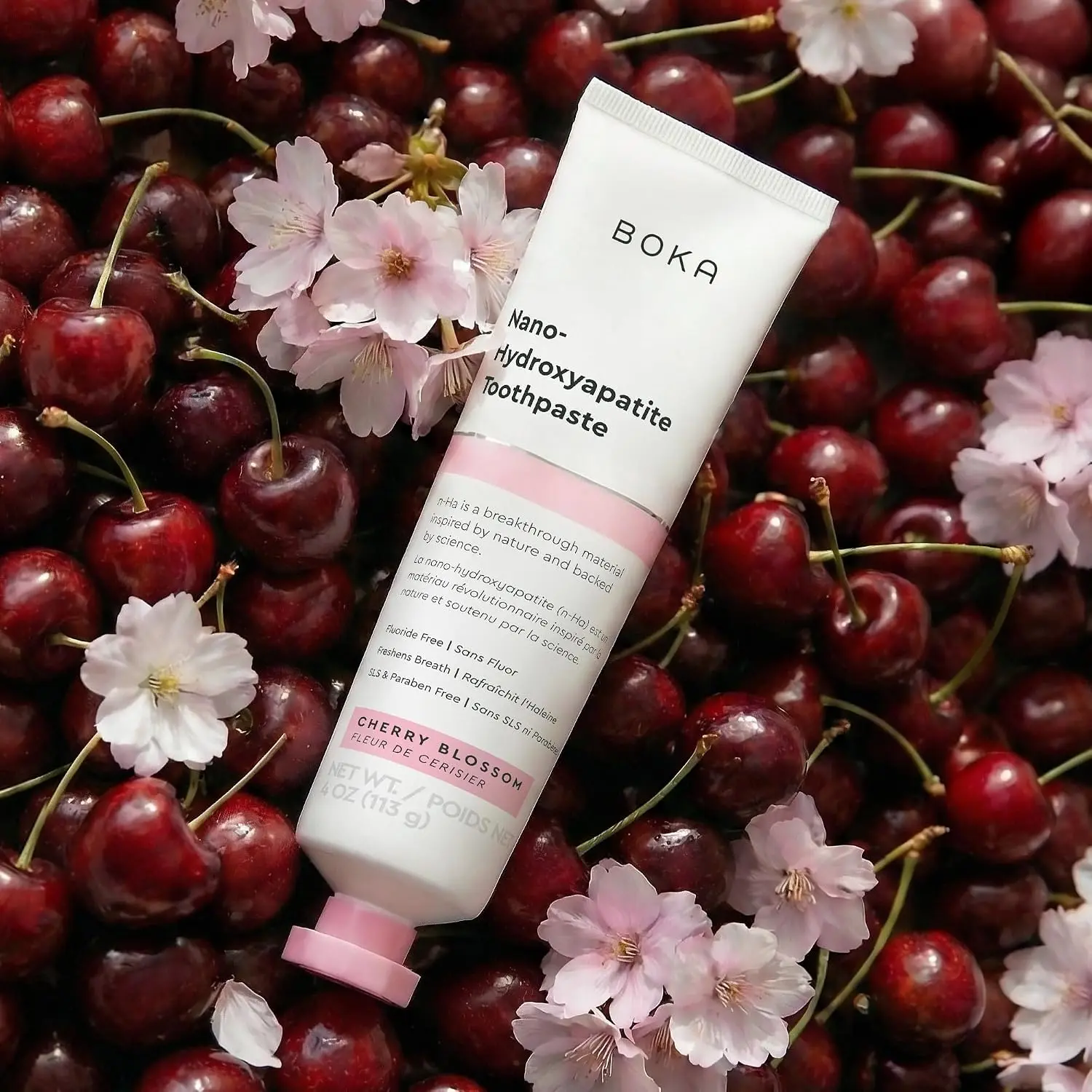 Boka Toothpaste - Fluoride Free Toothpaste, Nano Hydroxyapatite Toothpaste | Appropriate for Sensitive Teeth - Adult Oral Care - Cherry Blossom - 4 Oz, 1PK