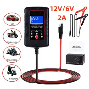 6V 12V Automatic Battery Charger Maintainer for Motorcycle Trickle Float with Smart Pulse Repair and Multiple Protections