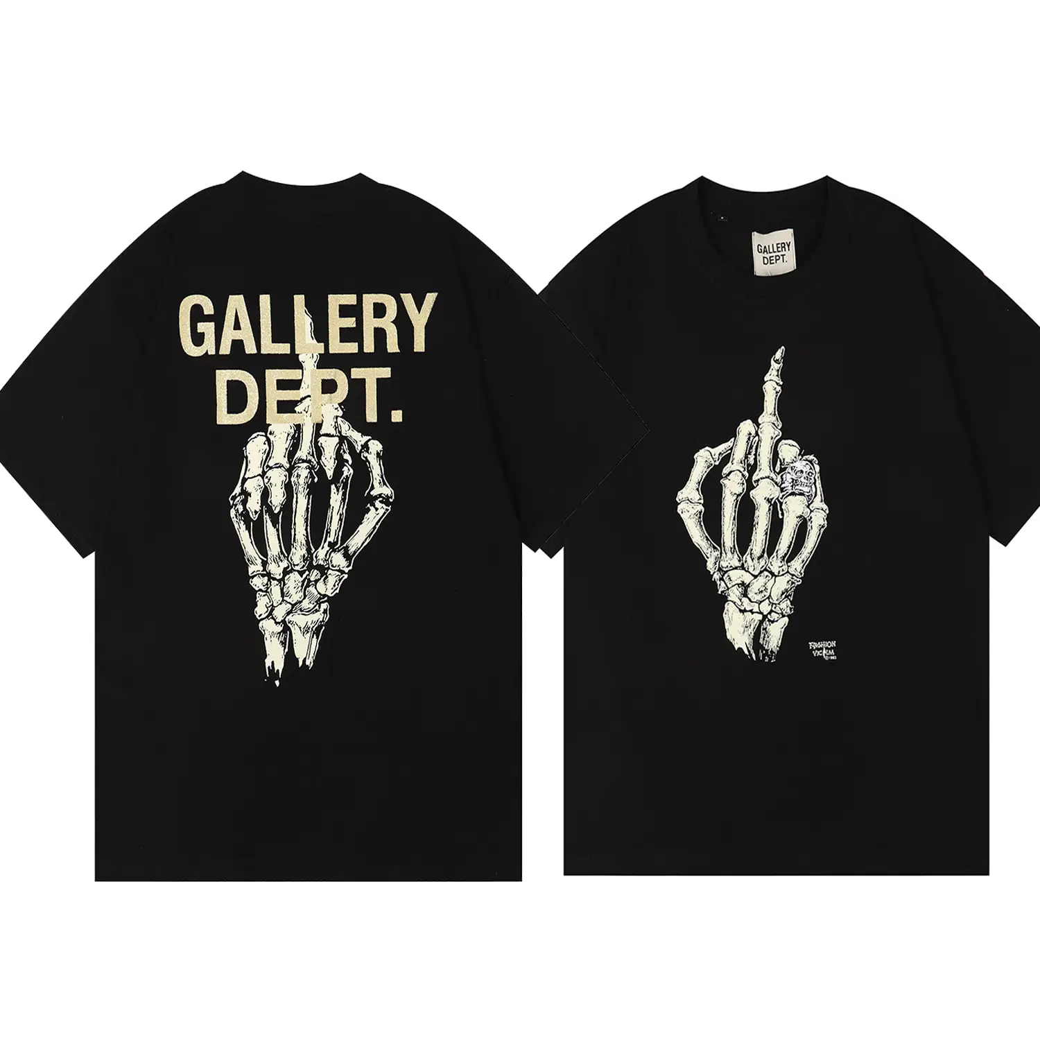 GALLERY DEPT T-shirt Skeleton Hand Bone Finger Print pure cotton T shirt Letter Print Short Sleeve Men and Women Hip Hop Half Sleeve Car Print Round N