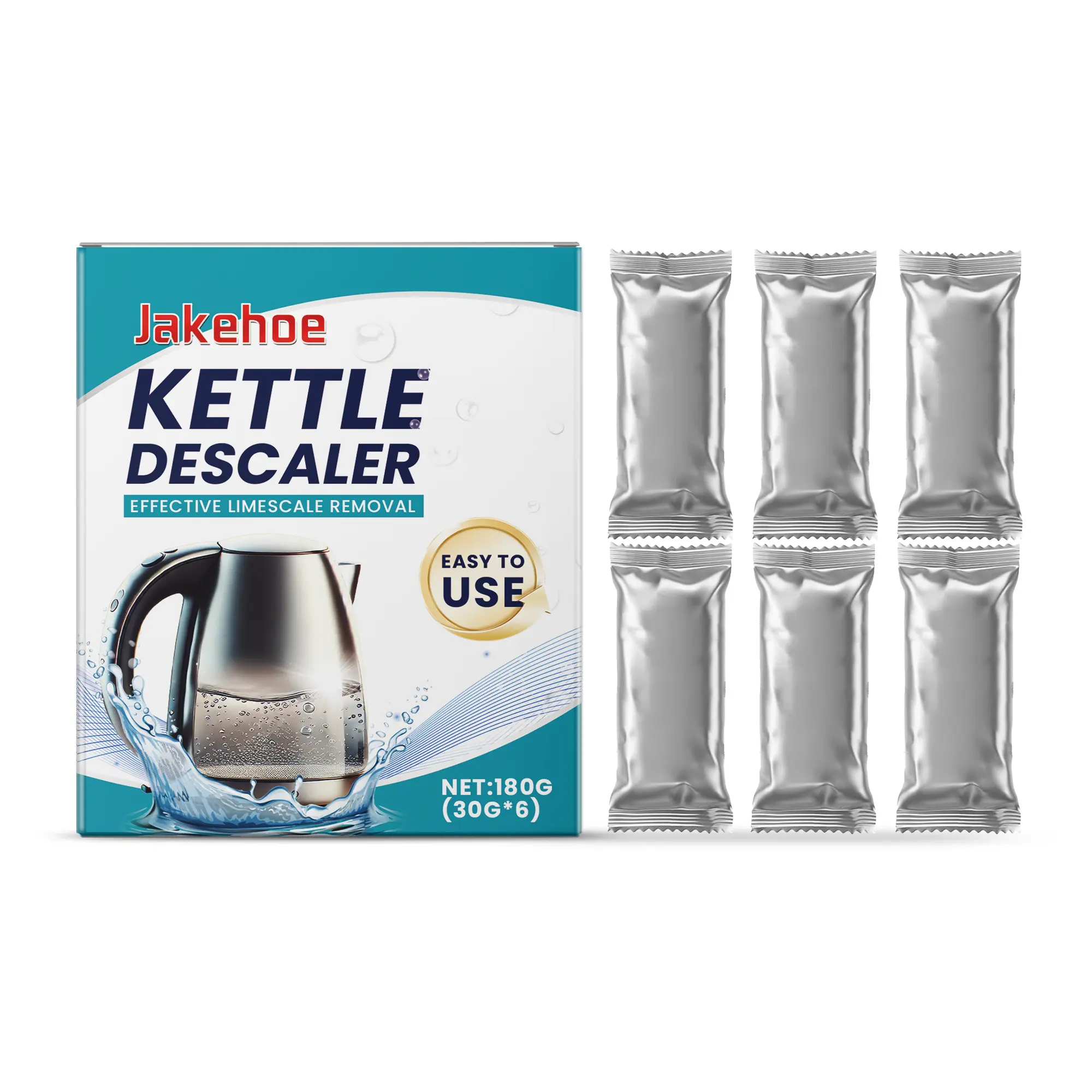 Jakehoe Disodium EDTA-Based Lemon Kettle Descaler Powder - Electric Kettle Cleaner for Household Use, Shine-Enhancing Home Care Detergent Container