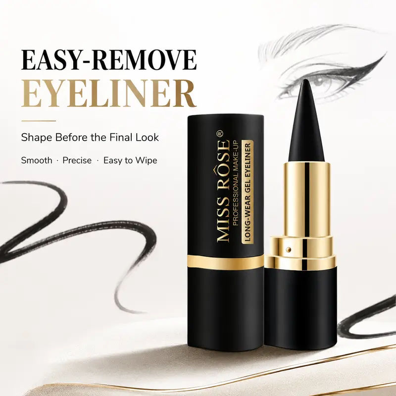 Smooth Black Gel Pencil Eyeliner, Gel Stick with Precision Glide, Intense Color Adjustable Line for Bold Look, Beginner-Friendly Daily/Gothic Eye Makeup for Women