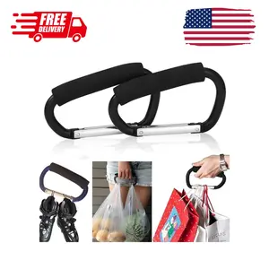 2 Packs Large Stroller Hooks, Aluminum Grocery Bag
