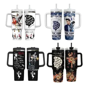 Retro EVL Music Tumbler 40oz 20oz with Handle, Insulated Travel Mug, Gift for Fans