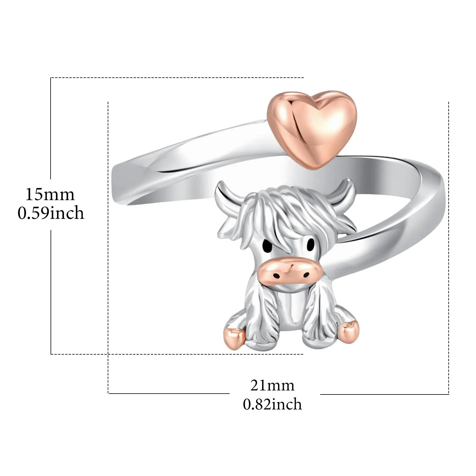 S925 Silver Highland Cow Ring