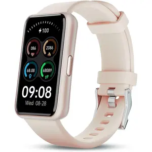 Smart Watch for Women, Slim Fitness Tracker with Heart Rate, Blood Oxygen, Sleep & Step Monitor, IP68 Waterproof Smartwatch, Lightweight Pink/Gold Bracelet Watch Compatible with Android & iPhone
