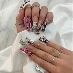 AVIARA  LONG  Square  10pcs Handmade Acrylic Y2K  Press On Nails Luxious Salon Quality Fake Nail detachable nails