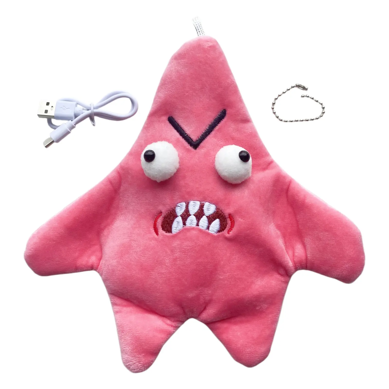 Angry Starfish 9.8in Bouncy Plush Fidget Toy - Soft Stress Relief Accessory with Soft Face Squeeze for Office Workers, Cute & Fashion Bag Charms, Charms for Purses