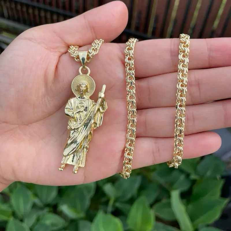 High quality San Judas med plain chino link chain durable jewelry