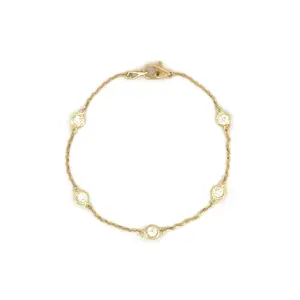14K Gold Bezel Natural Diamond By the Yard 4.9MM Bracelet