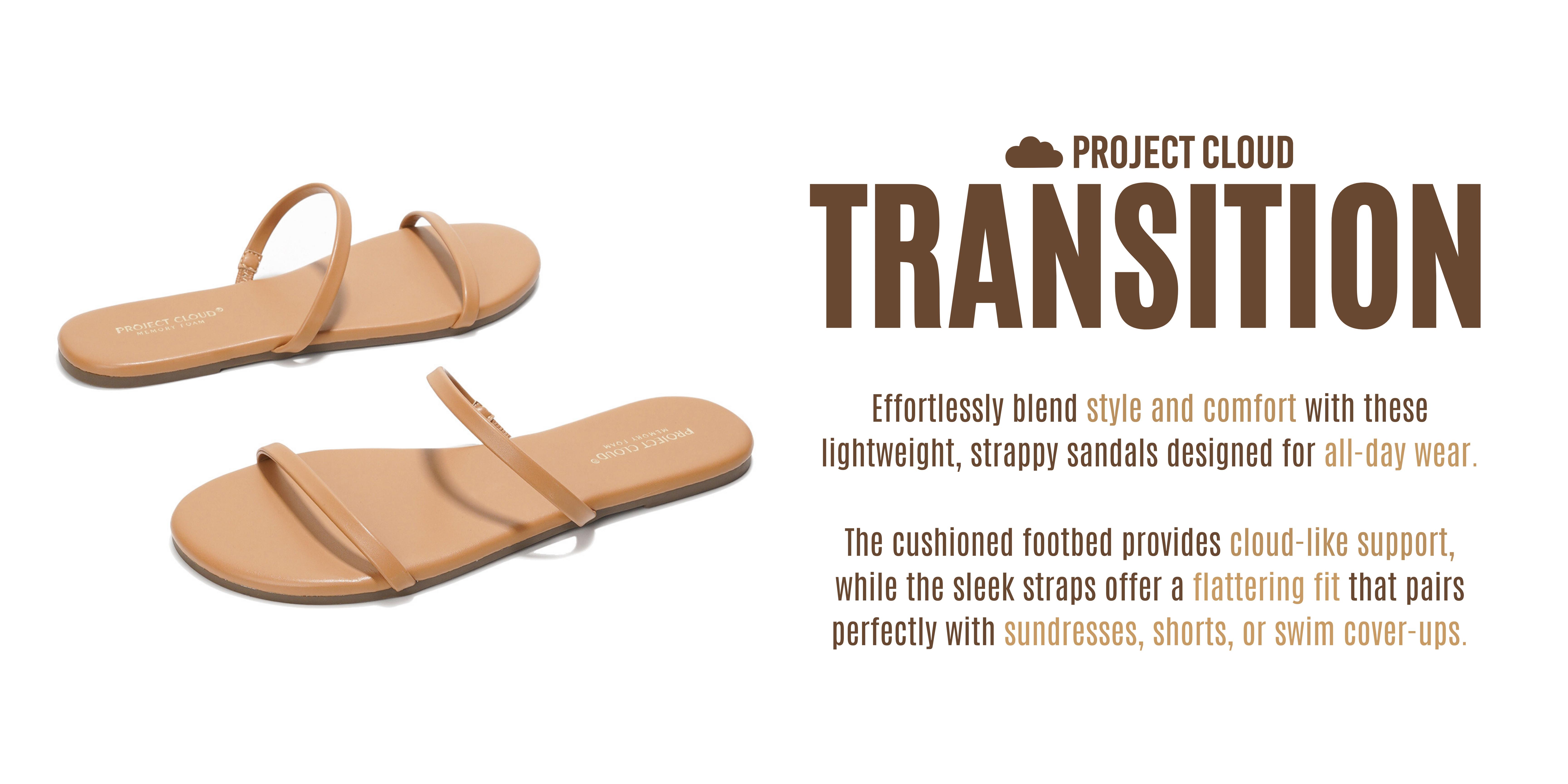 Project Cloud Women's | Flip Flops for Women | Eco-Leather | Memory Foam | Non-Slip - Transition