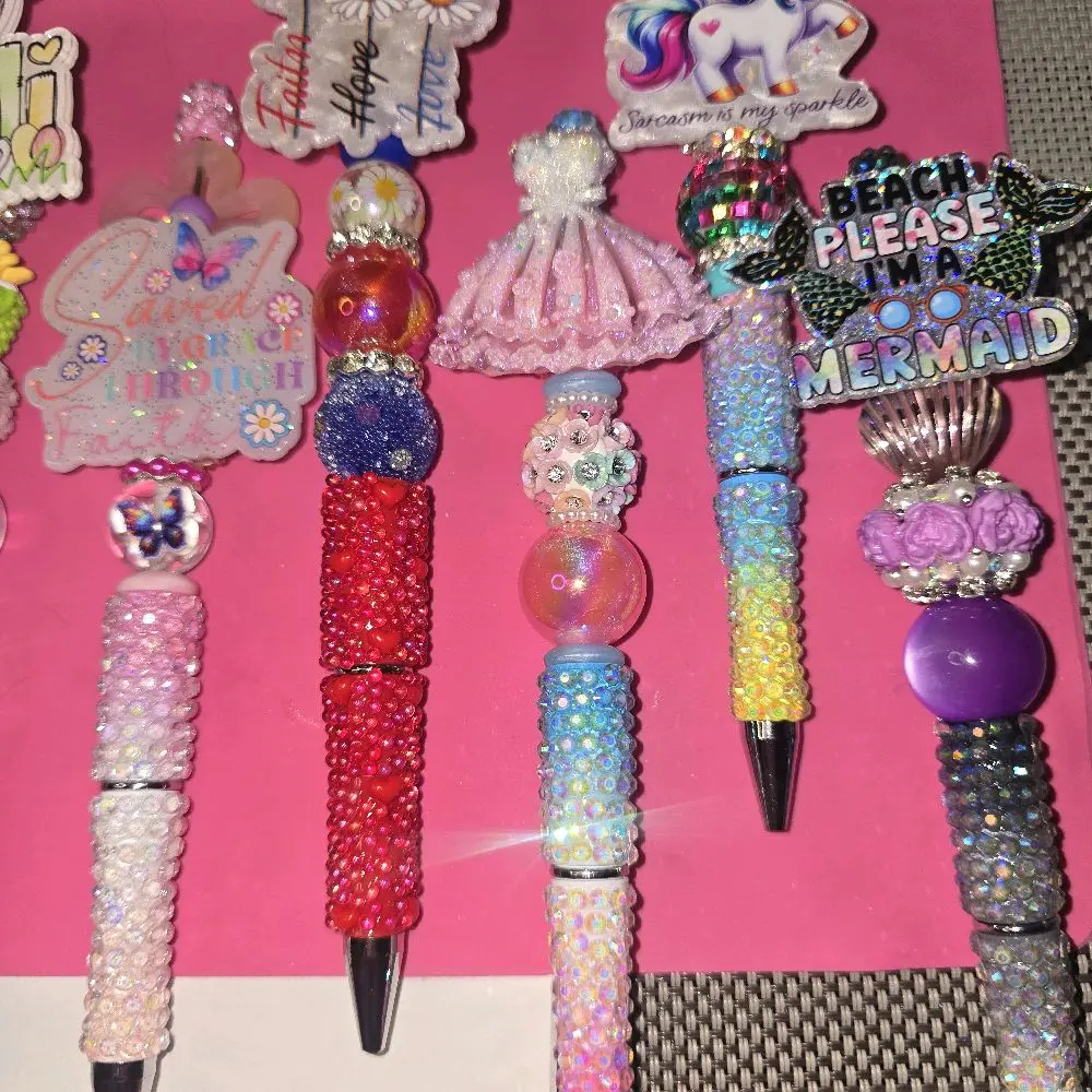Rhinestone Resin Custom Boujee Pens with Sparkling Beads and Unique Designs for Stylish Writing