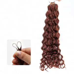 QVR Reddish Brown Human Crochet Hair Water Wave Machine Made #33B Feather Crochet Hairstyle TikTokShopBlackFriday