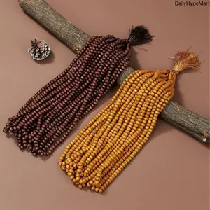 Natural Wood Prayer Beads, 10 Pcs Middle Eastern Ethnic Tasbih for Muslim Prayer, 33/99 Count Islamic Rosary