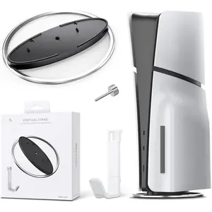 Vertical Stand for PS5/Pro/Slim Console with Headset Holder, Non-Slip Base Mount for  5 Vertical Dock  Accessories, Anti-Rollover Stand for P5, Black