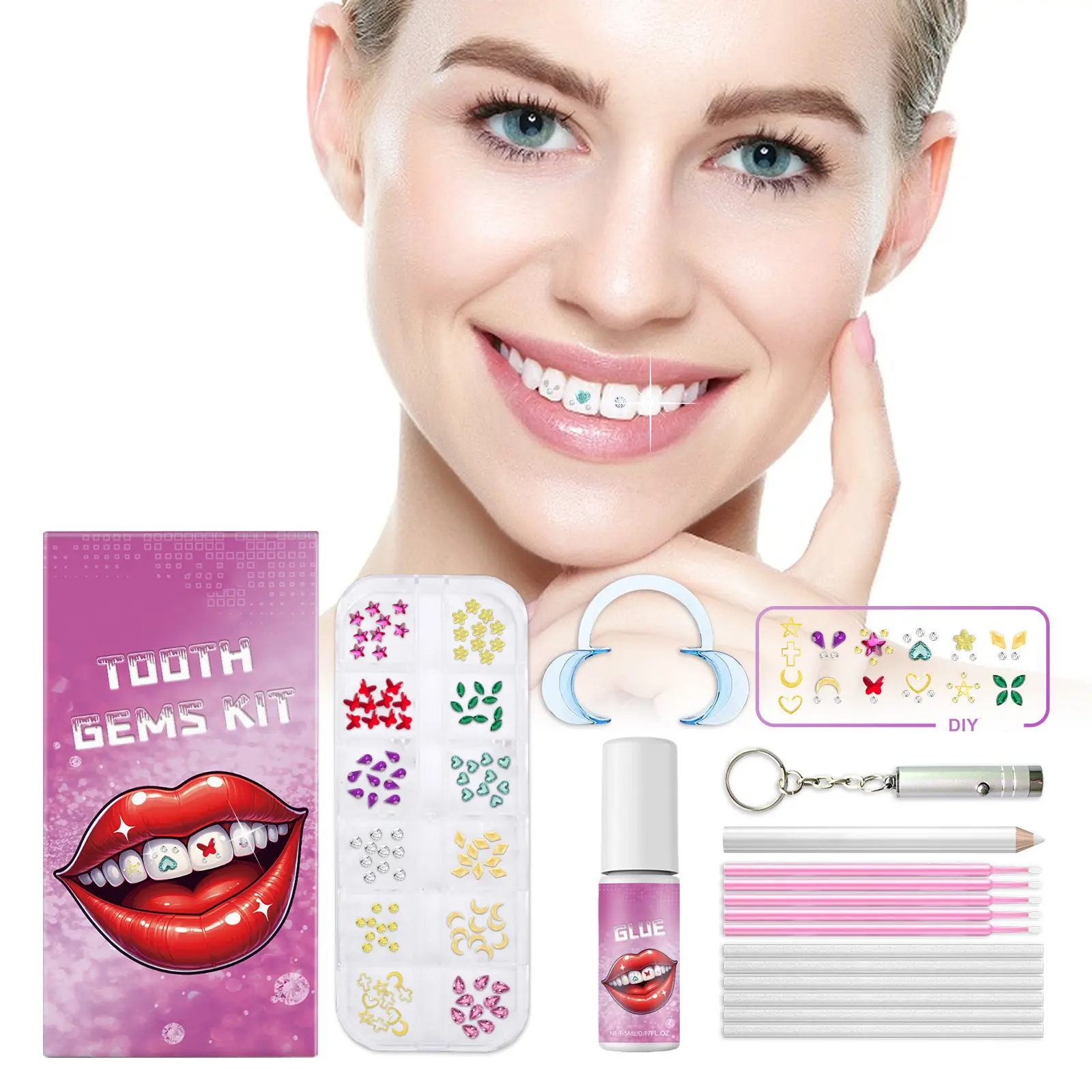 Trendy tooth gem decoration kit, various tooth accessories to create a personalized and stylish smile