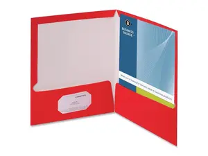 Business Source Two-Pocket Folders with Business Card Holder