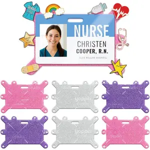 6 count Badge Buddy Pin Holder, Glitter  Badge Buddy Topper Pin Holder for Nurse Accessories for   Healthcare