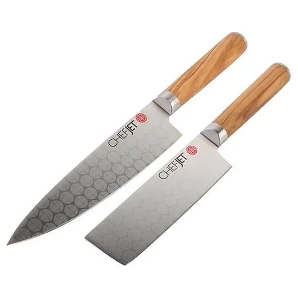 Chef Jet Jet Tila Laser-Etched Full Tang 7" Chef Knife and 5.5" Nakiri Knife Chef Jet Jet Tila Laser-Etched Full Tang 7" Chef Knife and 5.5" Nakiri Knife