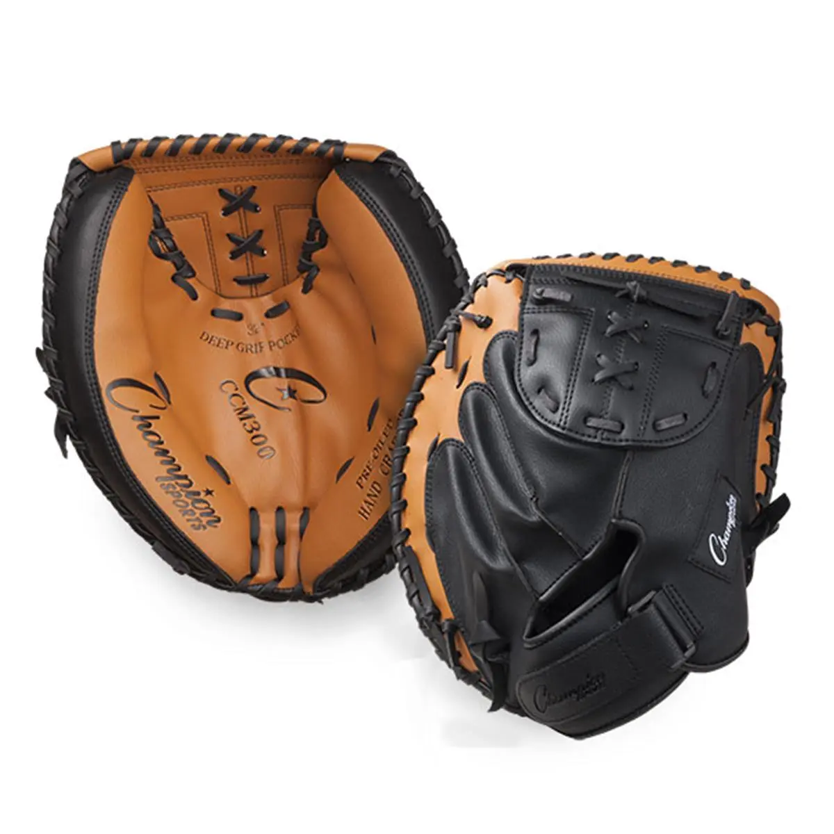 212 MAIN Softball Catcher's Mitt, 32 in, Brown & Black, Adjustable Strap, Full Grain, Deep Pocket