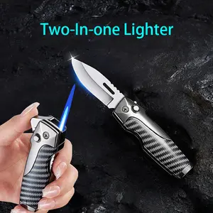 Folding Knife Lighter, With Safety Lock, Compatible with LPG (No Butane) - Suitable for Camping, BBQ, Survival, Outdoor - Ideal Gift for Men and Outdoor Sports Enthusiasts, Survival Gear