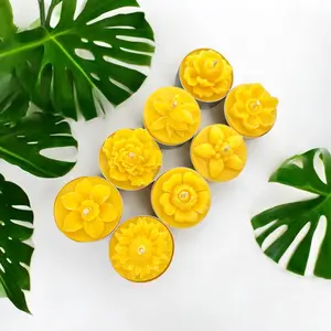 Pack of 8 pure beeswax assorted flower tealight candles
